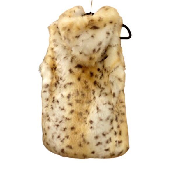 DONNA SALYER'S FABULOUS FURS~Snow Leopard~HOODED MID-THIGH FAUX FUR VEST NWT - Picture 2 of 5